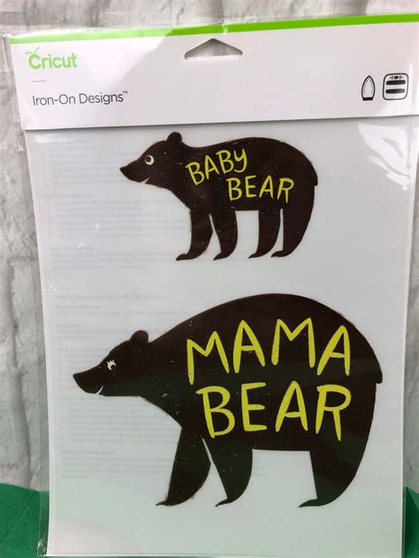 Cricut Iron On Designs Mama Baby Bear 8.5X12; 1 large, ready-to-apply design; Create T-shirts, tote bags, hoodies, throw pillows, and more; Use as is or personalize with designs cut by your Cricut® machine; Get amazing, proven results with Cricut EasyPress™ or use household iron